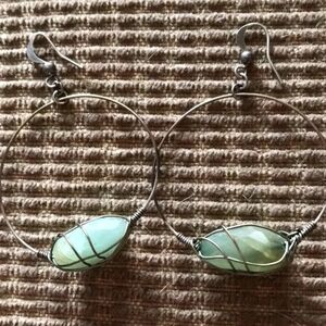 2” Hoop 1”Stone Earrings Gorgeous Calcite crystal.